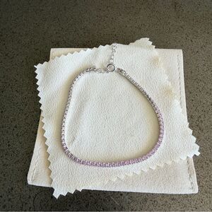 Elegant sterling Silver and Pink Crystal Tennis Bracelet